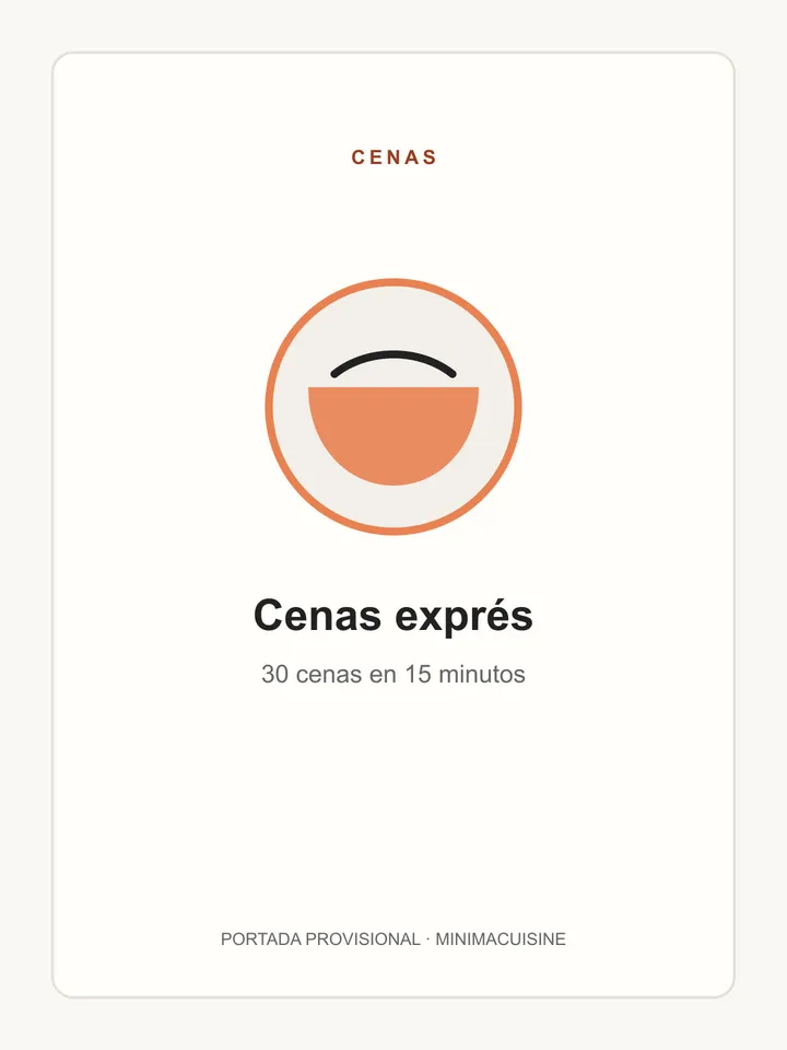 Portada provisional del recetario de cenas exprés de MinimaCuisine