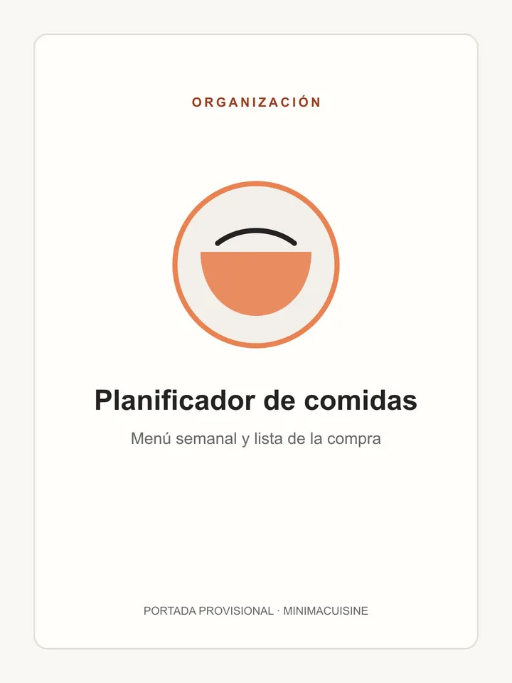 Portada provisional del planificador de comidas de MinimaCuisine