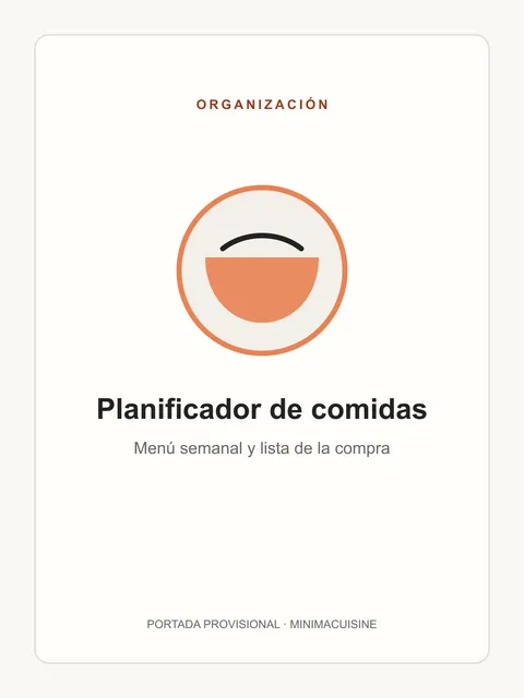 Portada provisional del planificador de comidas de MinimaCuisine